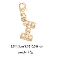 2Pcs Gold Color Letter Alloy Pendant With Faux Pearls Alphabet Charm Women Ladies Bag Clothes DIY Craft Decor A - Z