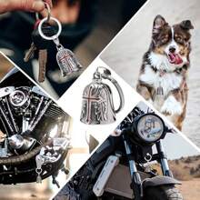 Easypie Selection Campana de motocicleta en forma de cruz - Para motociclistas, conductores y mascotas, colgante para conducir. Campana de buena suerte - A - Ver 3