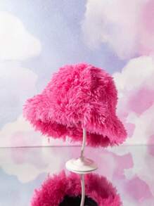1pc Y2K Women's Thick Warm Fluffy Multicolor Bucket Hat, Suitable For Daily Wear, School Winter Fall