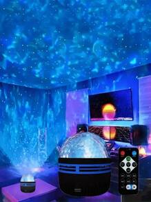 1pc LED Smart LED Portable ABS Material Water Ripple Lamp, Aurora Projection Lamp, 16 Kinds Of Lighting Effects, LED Color Changing Lamp, Galaxy Star Projector, Bedroom Light Projector, Starry Sky Projector, Star Whirl Color Lamp, Seven-Color Rotating Atmosphere Lamp, Magic Projector, Adult Room Decoration, Home Decoration, Home Theater, Ceiling, Gift, Camping, Wedding Decoration, Holiday Party, Let Your Home Be Breathtakingly Beautiful.