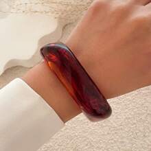 1pc Fashionable Tortoiseshell Geometric Asymmetrical Gradient Square Bracelet, Suitable For Work, Travel, Party And Various Occasions