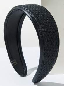 1pc 2025 New Vintage Leather Woven Wide Headband For Women, High-End Daily Versatile High Crown Head Hoop Hair Accessory