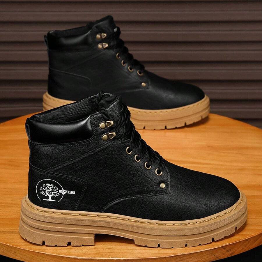 Men's High-Top Boots, Outdoor Boots With Cowboy Style, Height-Increasing, Versatile For Pairing With Jeans & Sportswear, New Collection 2025