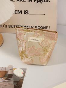 1 bucă geantă pentru cosmetice cu model floral auriu de capacitate mare, geantă pentru machiaj pentru femei, geantă pentru cosmetice, geantă de mână, baie, duș, portofel Cadouri,Cadouri de aniversare,Cadouri pentru prieteni și profesori