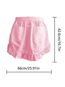 1 chiếc tạp dề hầu gái màu trắng có diềm xếp nếp, phù hợp với phụ nữ, lý tưởng cho nhà hàng, quán cà phê, quán bar, đồ dùng nhà bếp, tạp dề phục vụ bàn - Nhiều màu - Xem 3