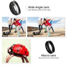 37mm Universal Phone Lens Kit: 0.45X Super Wide Angle Lens + 10X Macro Lens Compatible With Iphone, Android (Includes Carrying Pouch) - Multicolor - View 3
