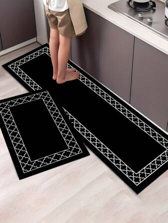 1/3 stuks Geometrisch patroon Keukenmattenset - Rechthoekige vloermat van kristalfluweel, machinewasbaar, geschikt voor entree, woonkamer, wasruimte, badkamer en andere huisdecoraties, geschikt voor alle seizoenen