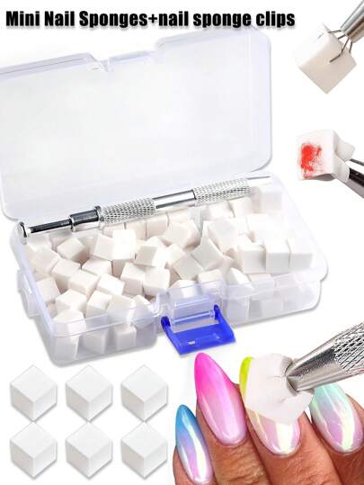 50/100片装渐变美甲软海绵，美甲海绵套装，含取粉笔，Aura Nails品牌，渐变美甲刷，美甲工具，专业配件，美甲用品，美甲工具，美甲艺术工具，返校季，美甲，美甲工具（适用于贴片式美甲）