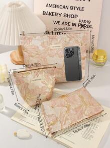 1 bucă geantă pentru cosmetice cu model floral auriu de capacitate mare, geantă pentru machiaj pentru femei, geantă pentru cosmetice, geantă de mână, baie, duș, portofel Cadouri,Cadouri de aniversare,Cadouri pentru prieteni și profesori