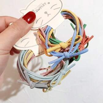 6 pezzi Elastici per capelli con fiocco colorati per ragazze, fasce elastiche per capelli versatili, design minimalista e dolce, accessori per capelli per code di cavallo, elastici per capelli, scrunchies, corde per capelli