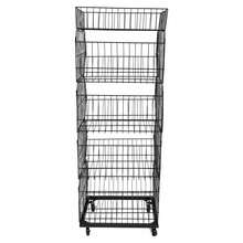 SanBouSi 5-Layer Retail Display Rack Market Shelf Modern Fruit Vegetable Snack Basket With Wheel - Black - View 9
