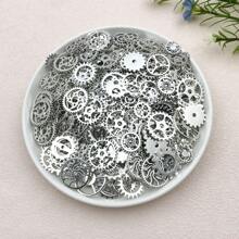 Randomly Mixed (Approximately 30/50g) Zinc Alloy Mixed Size Metal Mechanical Steam Punk Gear Charm Pendant DIY Jewelry Making Accessories (4 Colors) - Antique Silvery - View 11