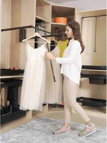 Barra de armario de fácil bajada - Barra de armario montada lateralmente ajustable para colgar ropa, fácil de tomar y guardar la ropa, ancho ajustable: 55 cm ~ 70 cm