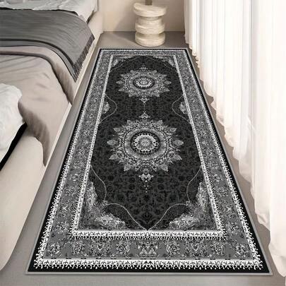 Thảm nhung sang trọng màu đen cổ điển - Chống trượt, chống bẩn và có thể giặt bằng máy - Mềm mại và mịn màng, thích hợp cho trang trí phòng khách, phòng ngủ, văn phòng