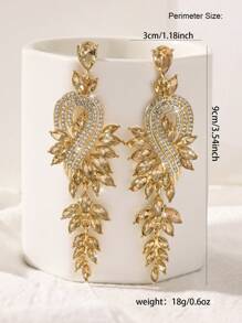 1對魅力四射鋅合金水鑽耳墜適合女士適用於日常生活