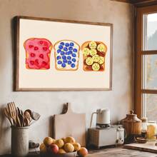 1pc Unframed Bread Food Wall Art Kitchen Poster Horizontal Canvas Print Minimalist Aesthetic Decor Vintage Painting For Dorm,Apartment,Modern Home Decoration