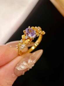 Esberry 1 Stück 925er Sterling Silber Ring mit Reihe aus kubischem Zirkonia als Verlobungs-, Hochzeits-, Versprechen- oder Ewigkeitsring für Damen, feiner Schmuck als Geschenk für Partys, Dates