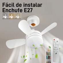 Ceiling Fan With Remote Control, 3-Color Lights, 3 Speeds, With Timer Function, Closed Ceiling For Kitchen/Bathroom/Bedroom - White - View 9