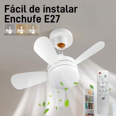 Ventilador de Techo con Control Remoto de Luces 3 Colores,3 Velocidades,Con Función de Temporizador,Techo Cerrado para Cocina/Baño/Dormitorio