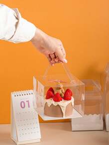 10pcs Transparent Cake Packing Box Mini Sweet Wrapping Boxes Wedding Guest Gifts High-Capacity Clear Gifts Wrapping Boxes Birthday Cake Boxes With Handle DIY West Point Cup Candy Cake Packaging Gift Box Suitable For Candy Chocolate Cookies Etc - Multicolor - View 9