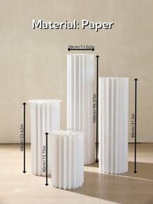 1/3/4pcs Set Cardboard Pedestal Stand, Folding Pillar Stand, Wedding Props, Floor Display Column Stand, DIY Pedestal Box With Round Top Plate Folding Paper Cylinder Column Pedestal Wedding Birthday Cake Flower Stand Rack,Material: Paper ,Can Bear 20kg