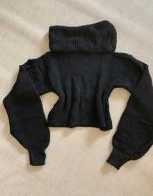trico yong blusa feminina colar alto cropped - Preto - Visão 2