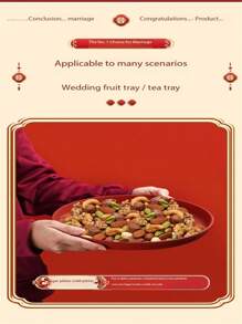 1pc Wedding Display Tray, Red Celebratory Candy Dish, Plastic Tea Serving Platter With "Xi" Character, Wedding Ceremony Accessories, Suitable For Gifting, Festivals, Housewarming, Anniversary, Grand Opening, Awards Ceremony - Multicolor - View 5