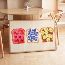 1pc Unframed Bread Food Wall Art Kitchen Poster Horizontal Canvas Print Minimalist Aesthetic Decor Vintage Painting For Dorm,Apartment,Modern Home Decoration