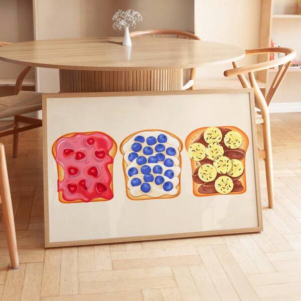 1 szt. Nieoprawiony chleb jedzenie sztuka ścienna kuchnia plakat poziomy wydruk na płótnie minimalistyczny estetyczny wystrój vintage malarstwo do akademika, mieszkania, nowoczesnej dekoracji domu