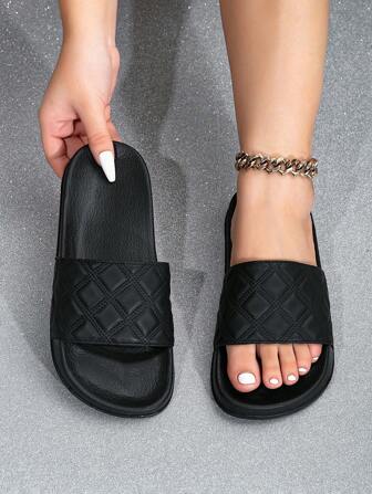 新款女士闪亮时尚拖鞋，适合居家、户外、海滩、春夏季