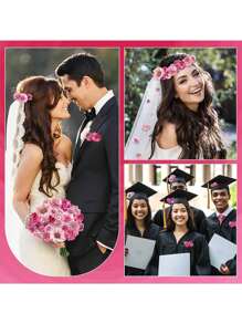 80 Stück rosa Mini künstliche Blumenköpfe, Seidenkunstpflaumenblütenköpfe, falsche Pfingstrosen-Rosen-Gänseblümchen-Blumenköpfe zum DIY-Kranz, Kuchen, Hochzeit, Party, Abschluss, Hut, Schuhe, Vase Dekoration, Herbst Deko