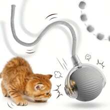 PETSIN 1 Peça Bolas de Brinquedo Interativas para Gatos Recarregáveis por USB, Bola Elétrica Automática em Rolamento para Cães/Presente de Aniversário de Gatos, Brinquedos Inteligentes Automáticos com Cauda para Mascar de Estimação, Bola de Perseguição de Gato Presa Inteligente de Cor Sólida, Bola de Brinquedo Interativa para Gatos, Brinquedo para Gatos Internos