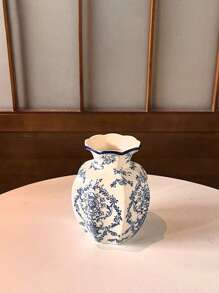 1 Pc Blue & White Porcelain Vase, New Chinese Retro Flower Vase, Living Room, Entrance, Office Floral Decor, Atmosphere Photography Prop Home Decor Room Decor Glass Vase