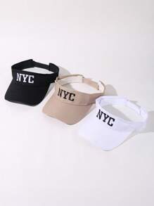 3pcs New York Embroidered Sports Sun Hats, Adjustable Brimless Baseball Caps, Unisex - Letter - View 4