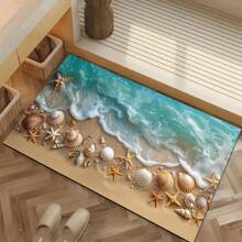 1 pezzo Tappetino antiscivolo in silicone con stampa di conchiglie e stelle marine, tappeto da bagno, tappetino doccia in piedi, tappetino da bagno elegante per la lavanderia, vassoio doccia lavabile e carino, accessorio per la decorazione della casa, adatto per soggiorno, camera da letto, cucina, ingresso, idea regalo per la casa