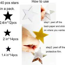 Naklejki ścienne 20/40 Star Mirror 3D akrylowe, zdejmowane naklejki w kształcie gwiazdek do samodzielnego montażu, do salonu, sypialni, dekoracja ścienna, wystrój pokoju, wystrój domu, wystrój łazienki, dekoracja sypialni, dekoracja pokoju, wystrój salonu, wystrój domu, wystrój domu, sztuka ścienna do salonu, tapeta, spersonalizowane naklejki, lustro ścienne, lustro do pokoju