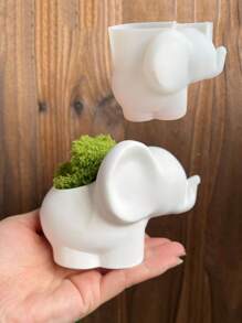 1 件装可爱大象花盆硅胶模具 DIY 花瓶香薰石膏杯笔筒混凝土模具家居装饰 - 白色 - 查看 11