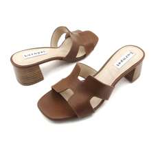 Comfy Mid Heel Summer Mules – Classic Open Toe Slip-On Sandals - Camel - View 5