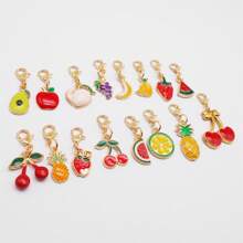 2/16Pcs Enamel Fruit Charm Alloy With Lobster Clasp Necklace Pendant Bracelet Keychain Jewelry DIY Hair Accessory Shoes Purse Bag Hanging Decoration