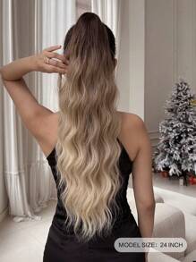 22英寸渐变波浪卷合成马尾假发，爪夹式，耐热纤维，适合女孩和女士日常佩戴