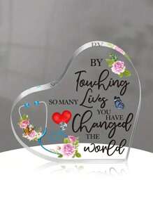 1/2 Pieces, Stethoscope Thanks Nurse For Heart-Shaped Acrylic Plaque Desktop Home Decoration (The Surface Has A Membrane That Needs To Be Tear Open), Graduation Gift For Nurse Classmates, Perfect Gift Acrylic Souvenir Decorations Suitable For Living Room, Bedroom, Office - Green - View 12
