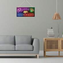 1pc 2D Flat Retro Gamer Wooden Sign - Perfect For Boys' Game Room, Nursery And Porch Decor | Suitable For Indoor And Outdoor, Farm, Restaurant, Garden, Bar, Cafe, Gym Decor, Random Hole Placement, Home Decor, Room Decor, Wall Art, Ideal For Thanksgiving - Multicolor - View 6