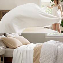 % Cotton Twin XL Size Bed Blanket - Breathable, Lightweight, Soft Cozy Herringbone Woven Summer Blanket College Dorm, White, 66x90 Inches - 10 - 白色 - 查看 2