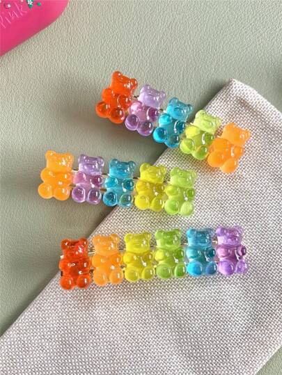 1个可爱甜美的六只小熊鳄鱼发夹/条形码发夹/果冻发卡，米老鼠耳朵发带头巾发箍吸汗带，秋冬季女士度假装扮优雅围巾头巾