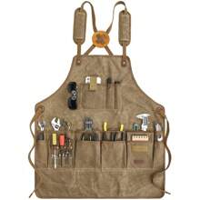 Werkzeugschürze Kochschürze Grillschürze für Damen und Herren Canvas Jeansschürze mit Taschen und verstellbarem Gürtel, für Gartenküche Grill Handarbeit Backen