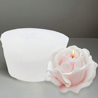 1 件浪漫玫瑰形硅胶蜡烛模具，适用于 DIY 香薰蜡烛、蛋糕模具、巧克力模具、糖果模具、手工香薰蜡烛 DIY 硅胶模具、创意蜡烛模具、家具装饰蜡烛模具冰块托盘冰块冰块柔软冰块模具冰块模具