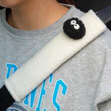 2pcs Black Spirit Pad Car Seat Belt Small Interior Decoration Protection Cartoon Creative Insurance Cover Car Accessories - White - View 4