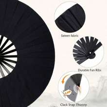 1/2pcs Hand Fans For Women Foldable - Rave Fan - Large Folding Fan | Nylon-Cloth Vintage Retro Fabric Fans Chinese Kung Fu Tai Chi Festival Dance Decorations Hand Held Fan,Stocking Stuffers Best Gifts Birthday