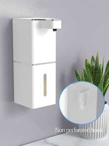 1pc Automatic Soap Dispenser, Rechargeable Bathroom Liquid Soap Dispenser With Touchless Sensor, Wall-Mounted Foaming Handwash Dispenser For Bathroom, Restroom, Kitchen, Hotel, Hospital, Mall, Easy Installation With USB Charging Cable And Wall Stickers