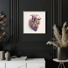1pc Half Cross Stitch Kit, 11CT Art Heart Pattern, Size 36*36cm, Includes Fabric, Thread, Needle, Suitable For Home Wall Decor, Art Gift